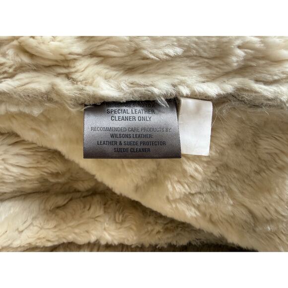 Vintage Wilsons Maxima Tan Suede Leather Coat Jacket, Faux Shearling Fur, Small - Picture 8 of 8